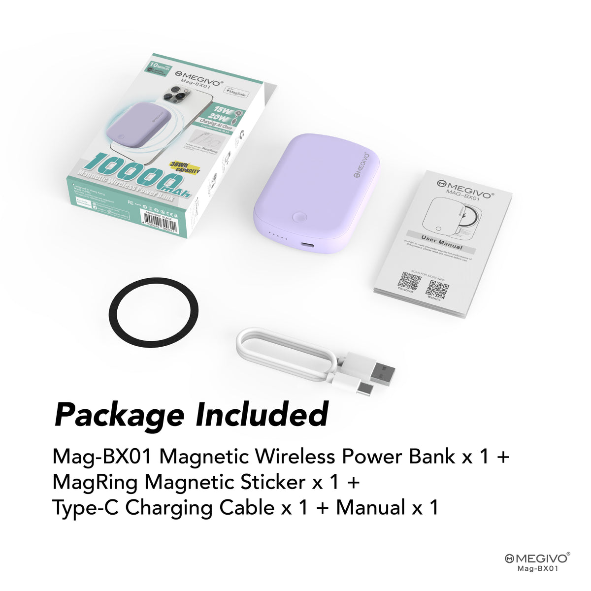Mag-BX01 10,000mAh 38Wh Magnetic Wireless Power Bank