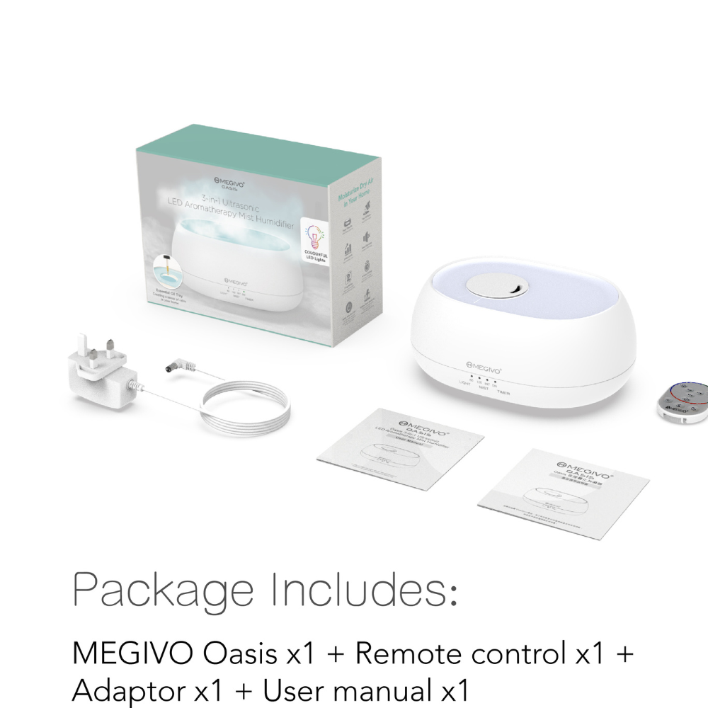 Oasis 3-in-1 Ultrasonic LED Aromatherapy Mist Humidifier