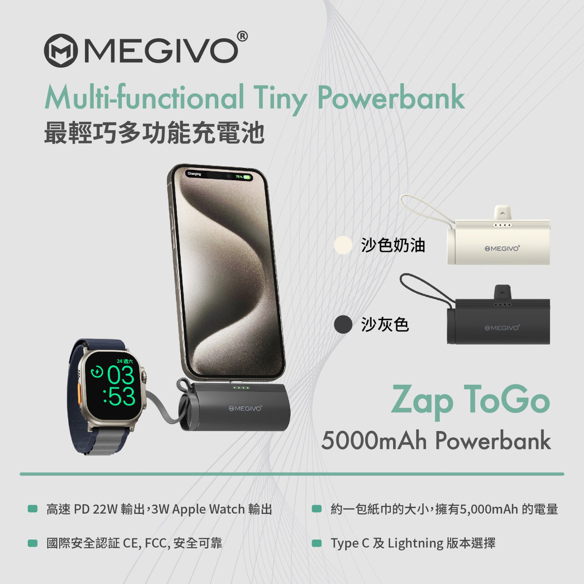 Zap ToGo 5,000mAh 18.5Wh Multi-Functional Tiny Power Bank