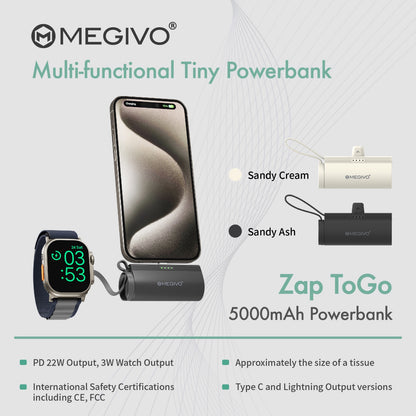 Zap ToGo 5,000mAh 18.5Wh Multi-Functional Tiny Power Bank