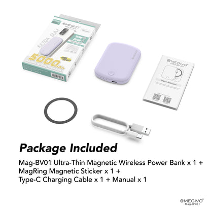 Mag-BV01 Ultra-Thin 5,000mAh 19Wh Magnetic Wireless Power Bank