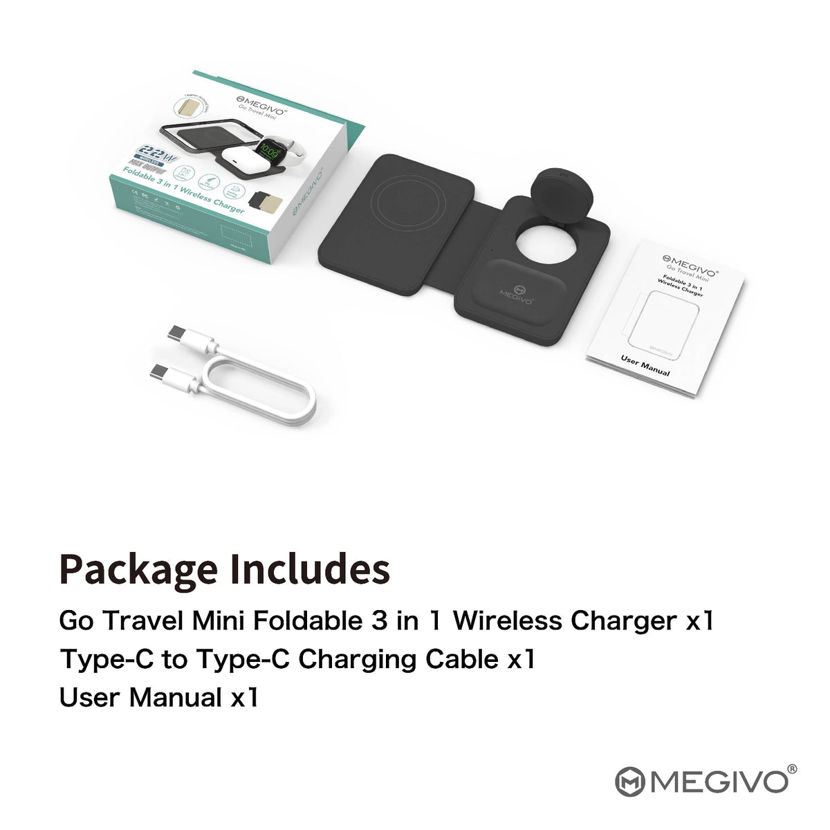 Go Travel Mini Foldable 3 in 1 Wireless Charger