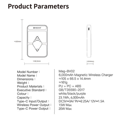 Mag-BV02 6,000mAh 23.1Wh Magnetic Wireless Power Bank